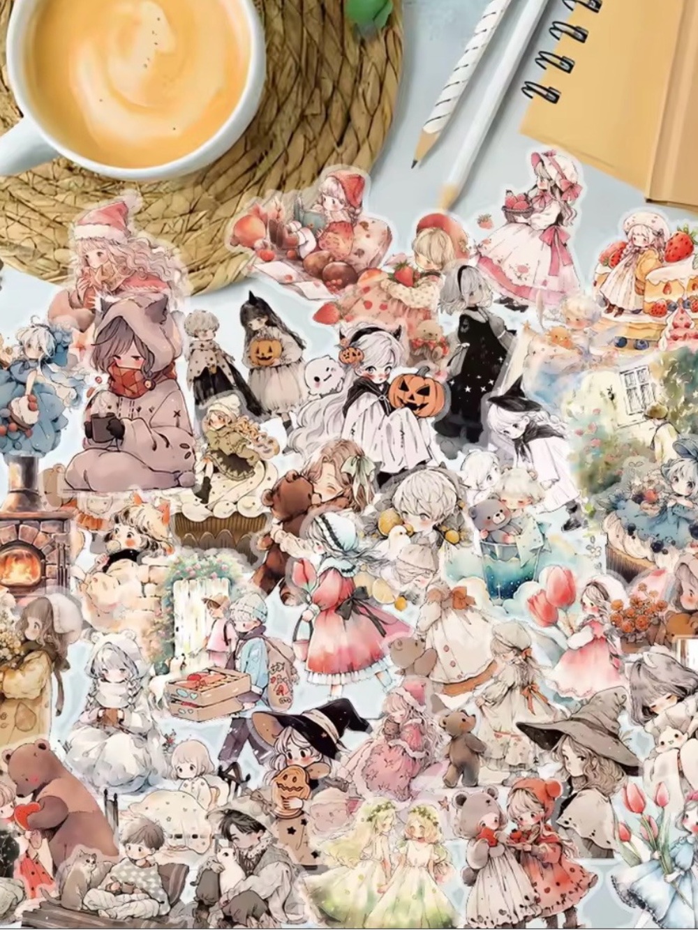 (50) Cute Transparent Fairytale World Illustration Sticker Set